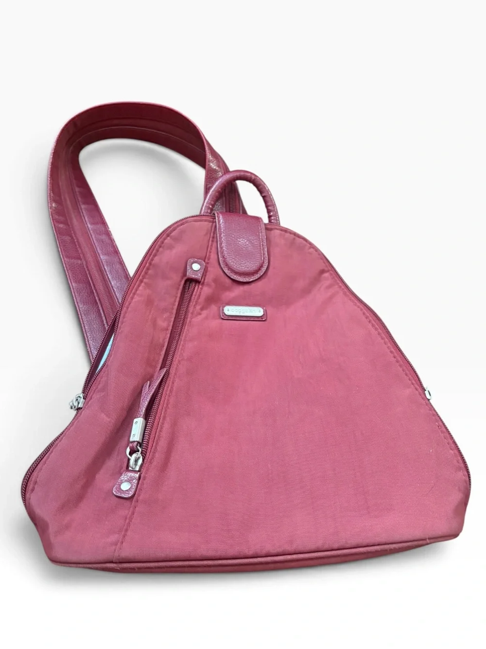 Baggallini Burgundy Red Triangle Purse Shoulder Bag Convertible Backpack